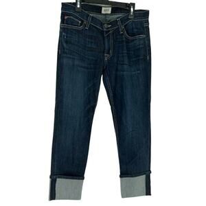 Hudson Jeans Women's Size 28/6 Cuffed Straight Leg Whiskers Pocket Button Denim